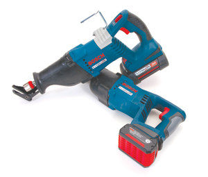 The pro-grade Bosch 36-volt lithium-ion recip saw is the most expensive but also the most powerful of the saws we tested. A 36-volt recip saw is tantamount to having one's own hydroelectric service in your hands. The awe-inspiring power and long-lasting charges make it a superb tool for anyone with a big need for a recip saw without a tail (cord). Bosch also offers an 18-volt version.