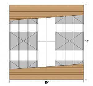 Shown here is the basic plan for the swimming dock. Figure not drawn to scale.