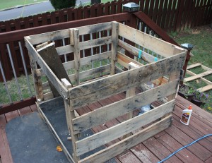 I cobbled together the box from old shipping pallets.